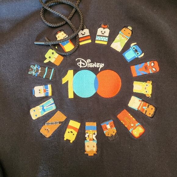 Disney 100 Unified Characters Pullover Hoodie Cropped SZ Large Pixar Marvel - Picture 3 of 6